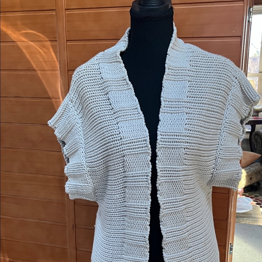 Banana Republic Cream Knit Cardigan Vest 100% Cotton XL